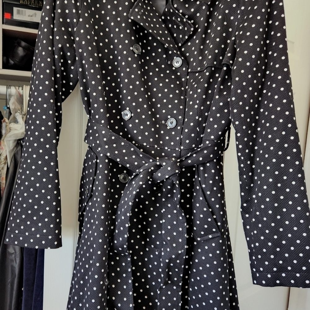 New Lauren Ralph Lauren Polka Dot Trenchcoat sz XL - Picture 5 of 15